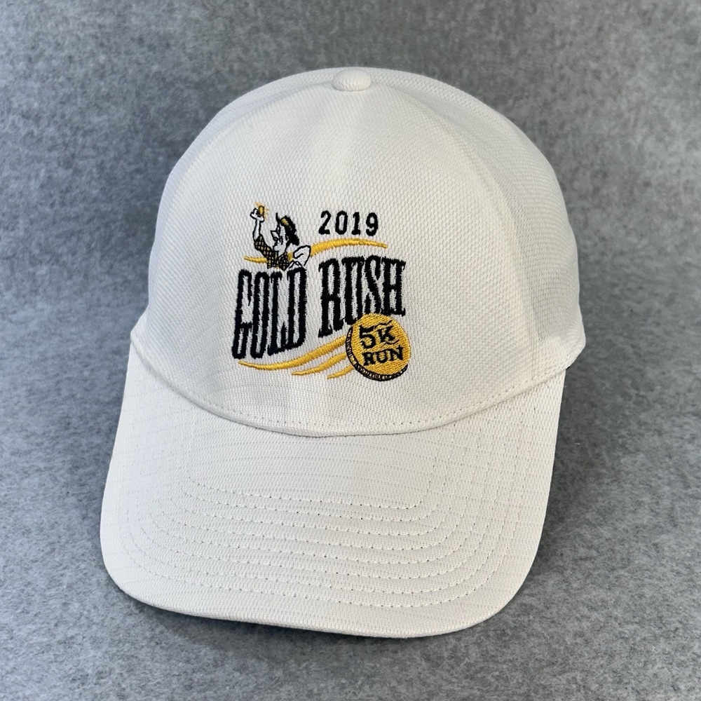 2019 Gold Rush 5K Run Hat Outdoor Cap White Strapback OSFM Athletic Running